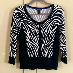 White House Black Market Animal Print Zip Cardigan size M